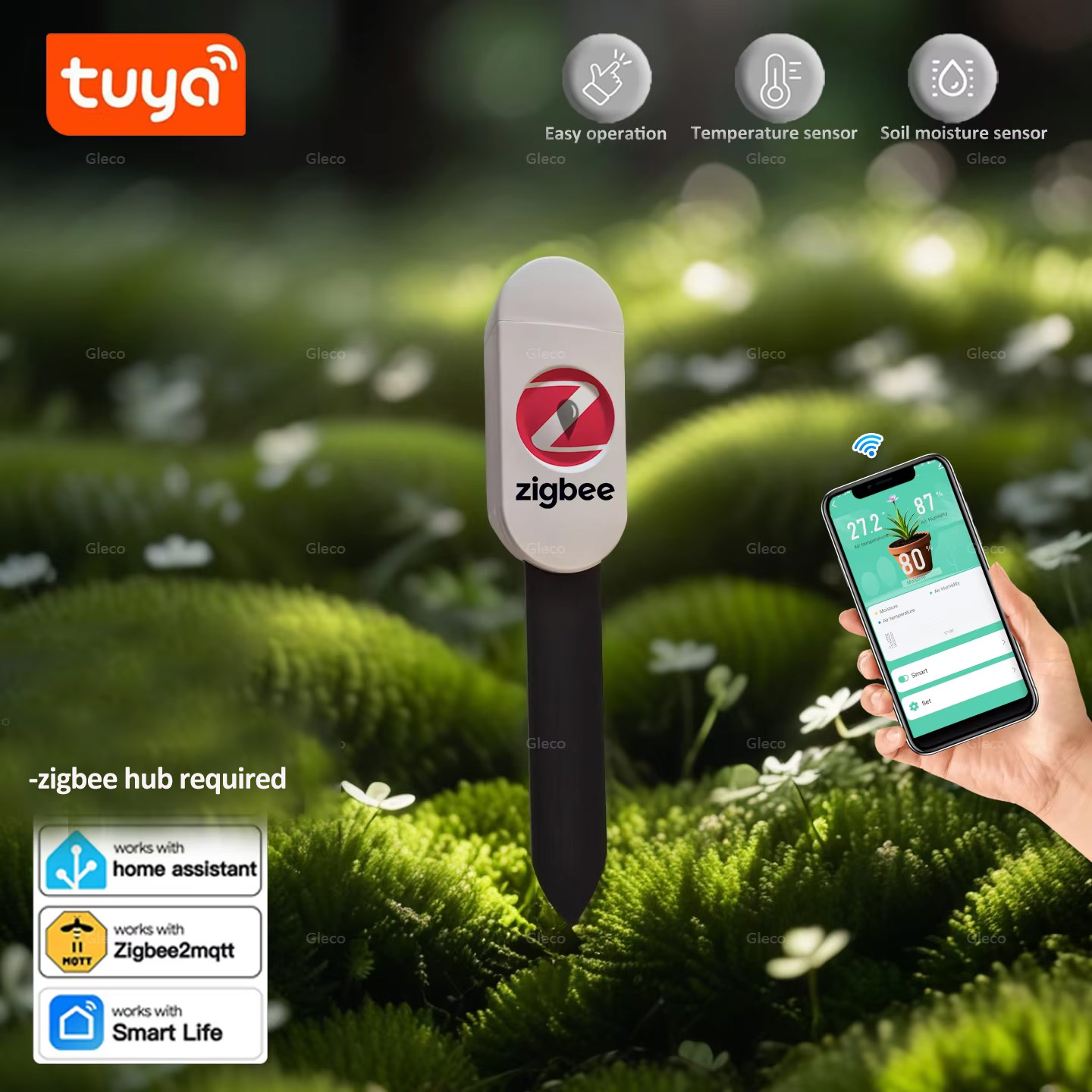 Smart Garden Zigbee - Датчик влажности почвы Tuya Smart Life