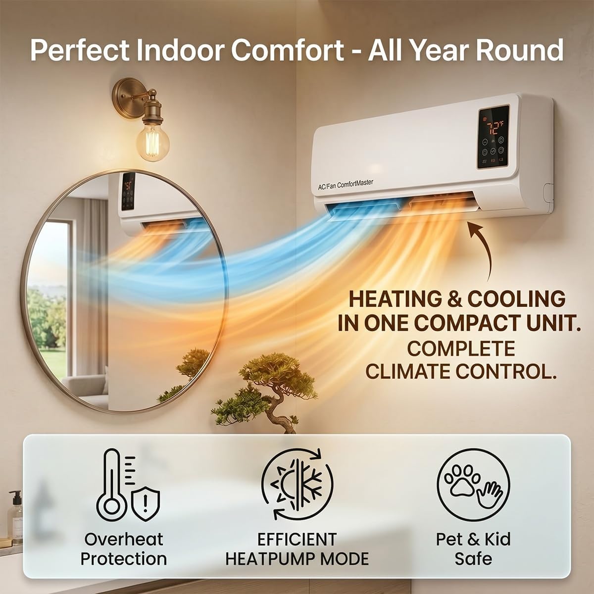 Smart Garden Offices - Настенный кондиционер-вентилятор и обогреватель мощностью 1800